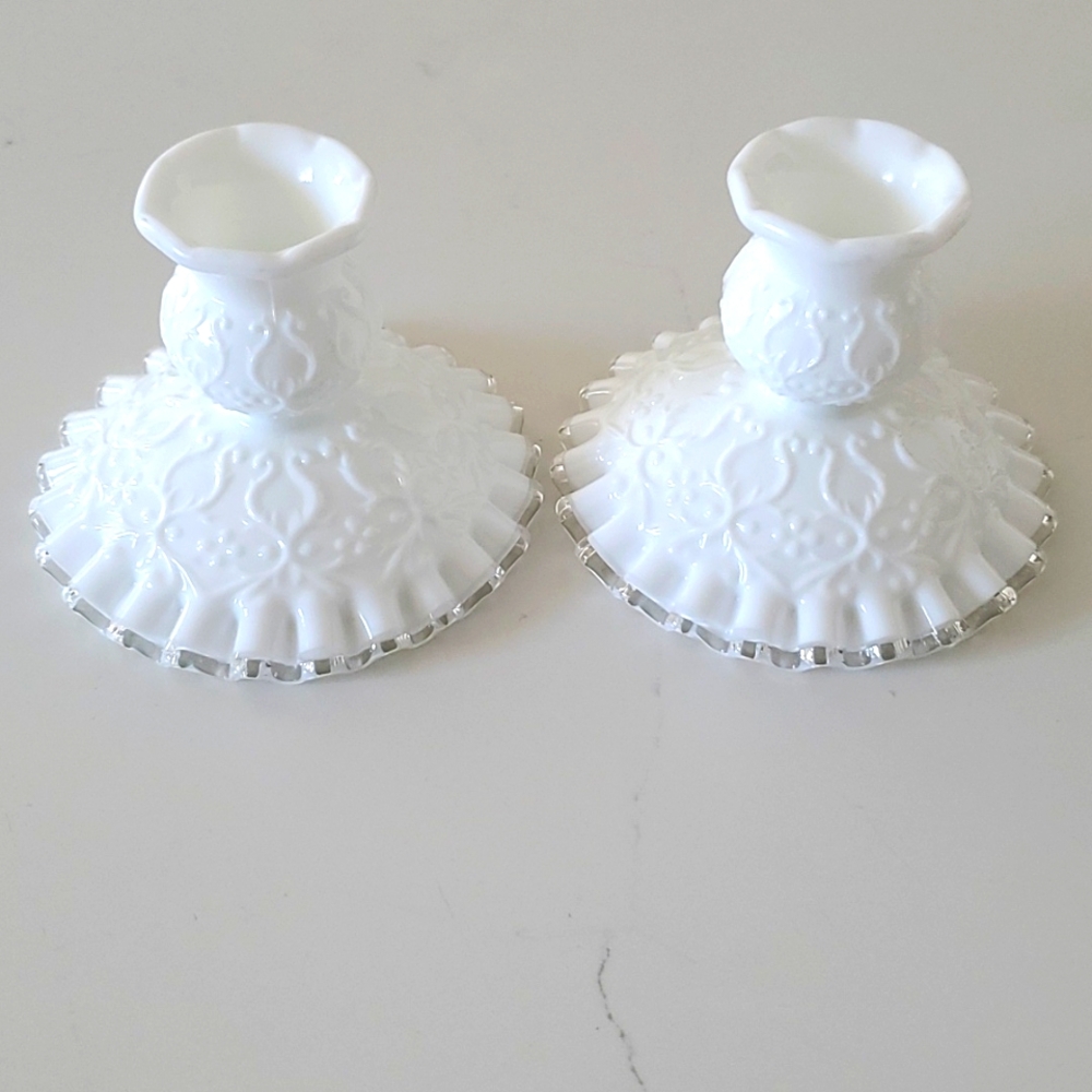 Vintage Fenton Silvercrest Candlestick Holders